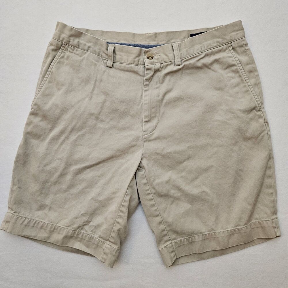 Polo Ralph Lauren Sz 33 Classic Fit 9" Chino Shorts Khaki Tan Flat Front Casual